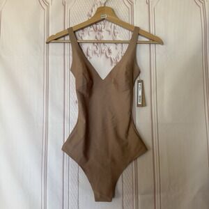 NWT SKIMS BODY UNLINED PLUNGE THONG BODYSUIT In Sienna SIZE XS $88